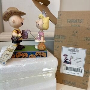 Jim Shore Charlie Brown & Sally Trick or Treat Halloween Peanuts Figurine New